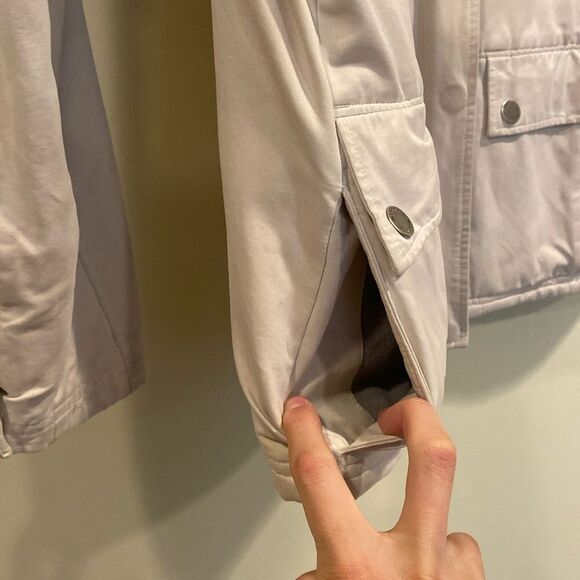 Woolrich Women’s Wool Flannel Lined Full Zip Ecru Beige Utility Cargo Jacket L - Picture 8 of 13